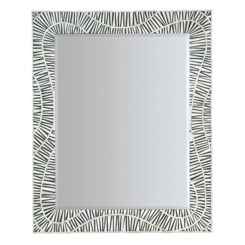 Commerce and Market Tiger Tooth Wood & Bone Black & White Mirror by Hooker