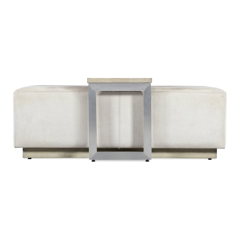 Hooker Furniture Melange Bridged Hair-on-Hide Leather Cocktail Table in White