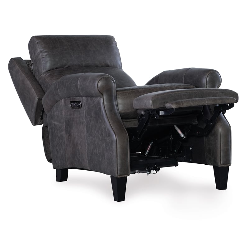 Hooker Furniture Hurley Leather Power Recliner with Power Headrest in Gray