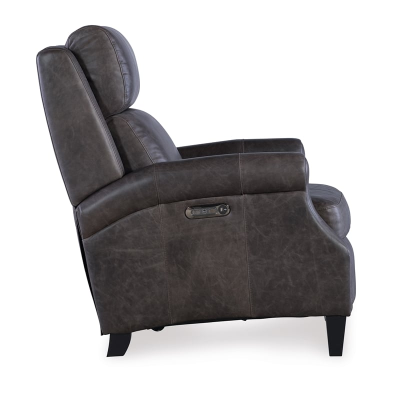 Hooker Furniture Hurley Leather Power Recliner with Power Headrest in Gray