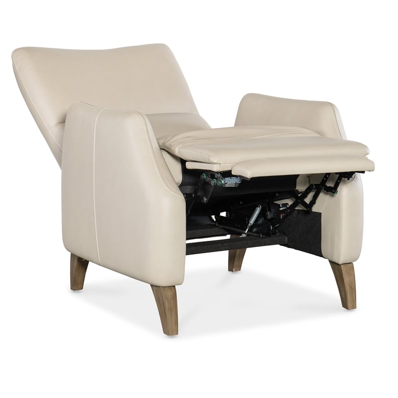 Hooker Furniture Rumero Contemporary Leather Press Back Recliner in Beige