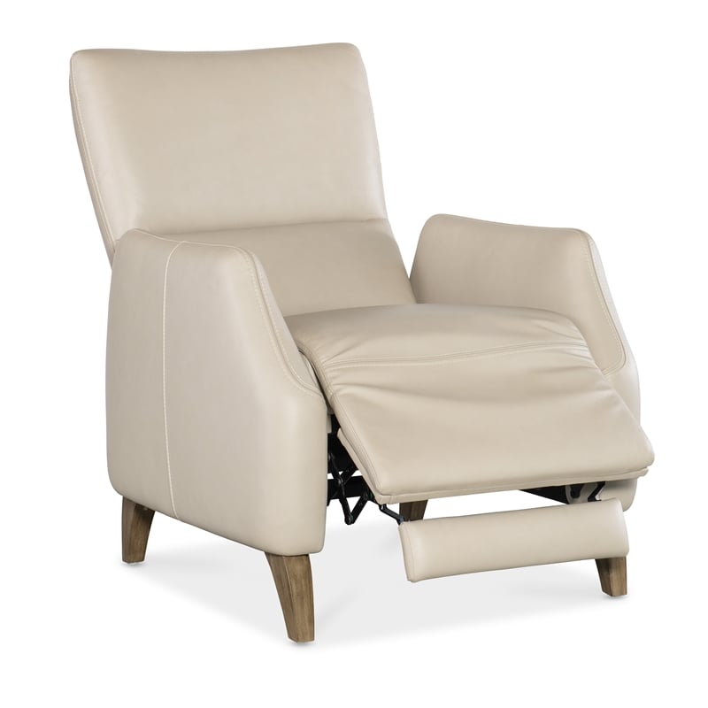 Hooker Furniture Rumero Contemporary Leather Press Back Recliner in Beige