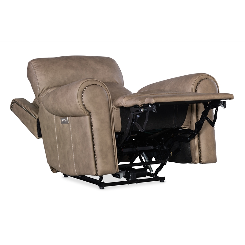 Duncan Hooker Furniture Power Leather Recliner w/ Power Headrest in Brown