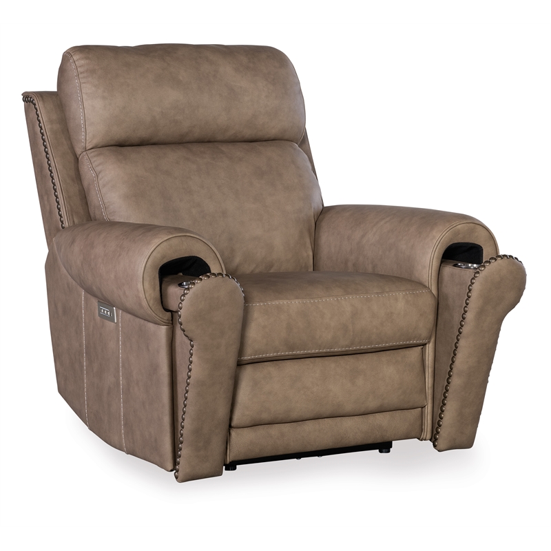 Duncan Hooker Furniture Power Leather Recliner w/ Power Headrest in Brown