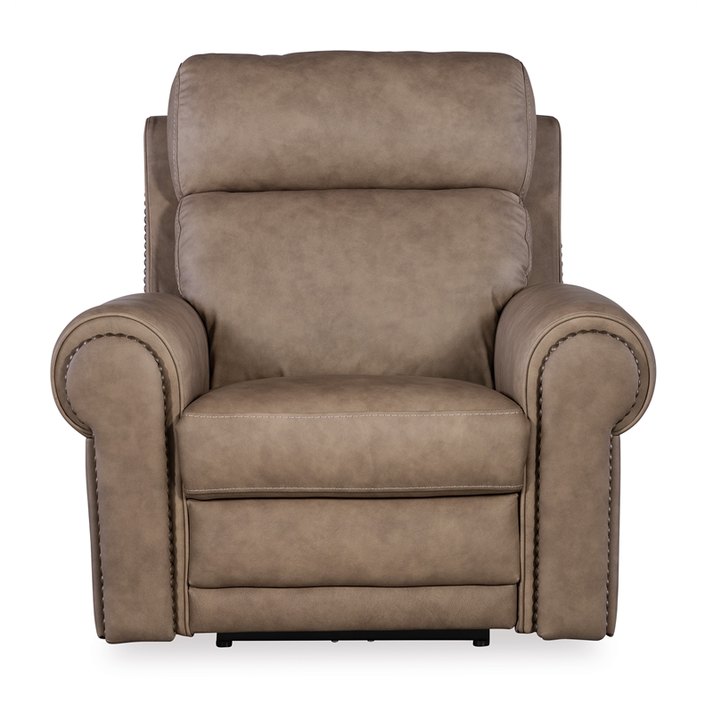 Duncan Hooker Furniture Power Leather Recliner w/ Power Headrest in Brown