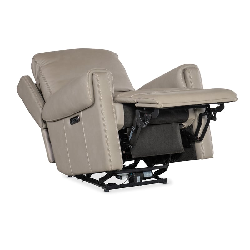 Hooker Furniture Somers Power Leather Recliner w/ Power Headrest in Gray