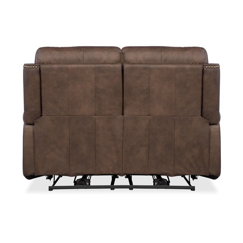 Hooker Furniture Duncan Power Leather Loveseat with Power Headrest in Brown