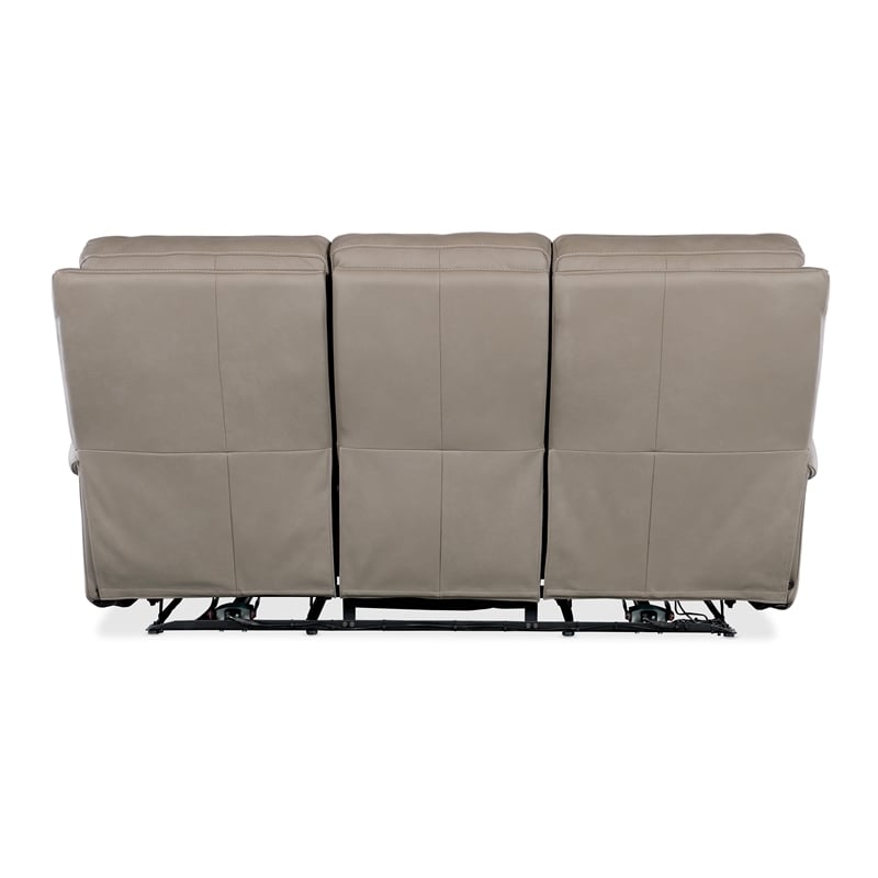 Hooker Furniture Somers Power Leather Sofa w/ Power Headrest in Gray