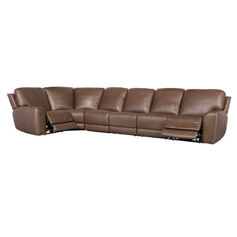 Hooker Furniture Torres 6-Piece Leather Sectional w/ USB Portin Brown