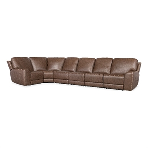 Hooker Furniture Torres 6-Piece Leather Sectional w/ USB Portin Brown