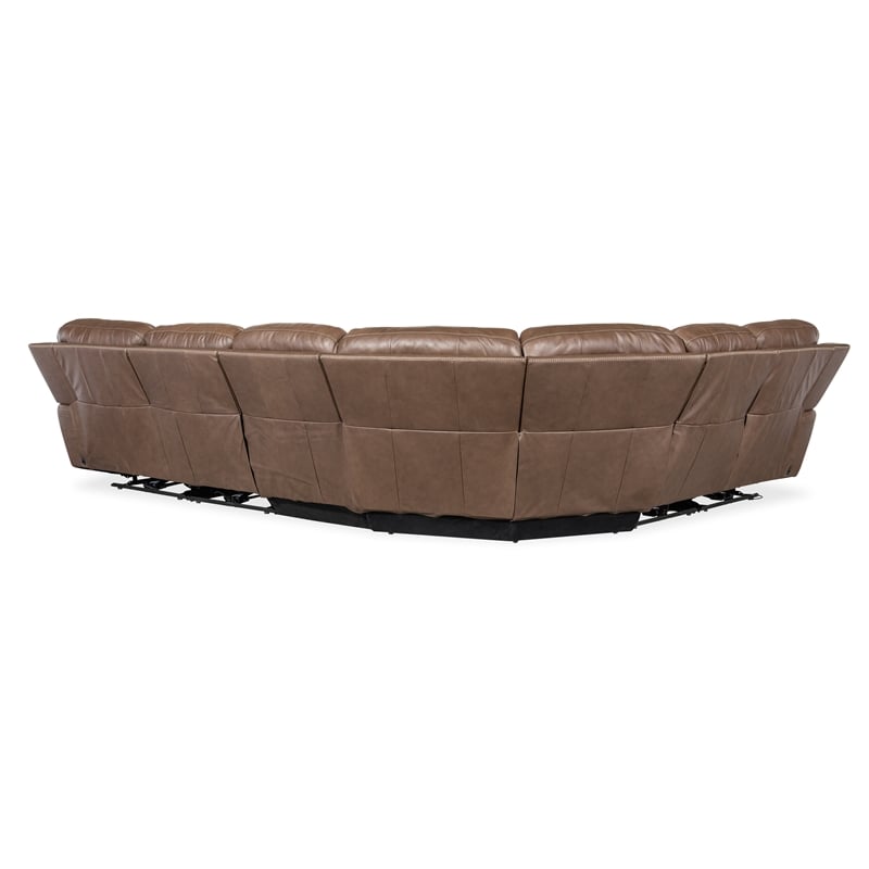 Hooker Furniture Torres 6-Piece Leather Sectional w/ Power Headrests in Brown