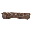 Hooker Furniture Torres 6-Piece Leather Sectional w/ Power Headrests in Brown