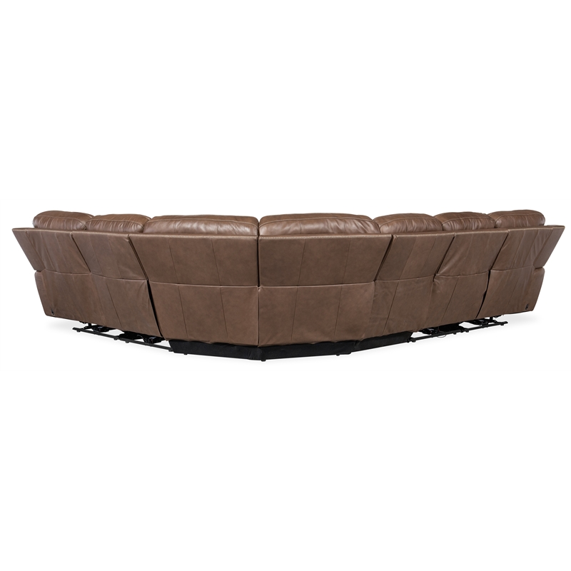 Hooker Furniture Torres 6-Piece Transitional Leather Sectional in Brown