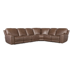 Hooker Furniture Torres 6-Piece Transitional Leather Sectional in Brown