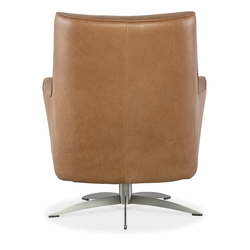 Hooker Furniture Sheridan Contemporary Leather/Metal Swivel Chair in Brown