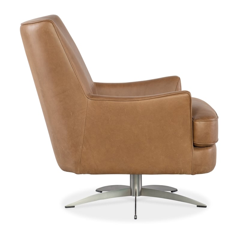 Hooker Furniture Sheridan Contemporary Leather/Metal Swivel Chair in Brown
