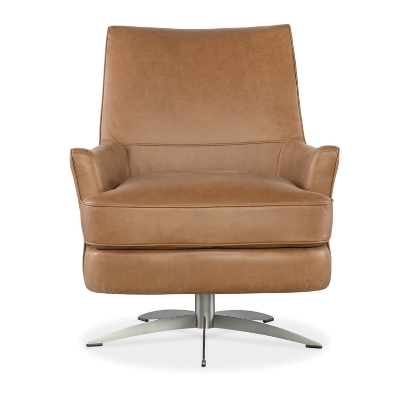 Hooker Furniture Sheridan Contemporary Leather/Metal Swivel Chair in Brown