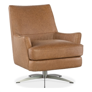Hooker Furniture Sheridan Contemporary Leather/Metal Swivel Chair in Brown