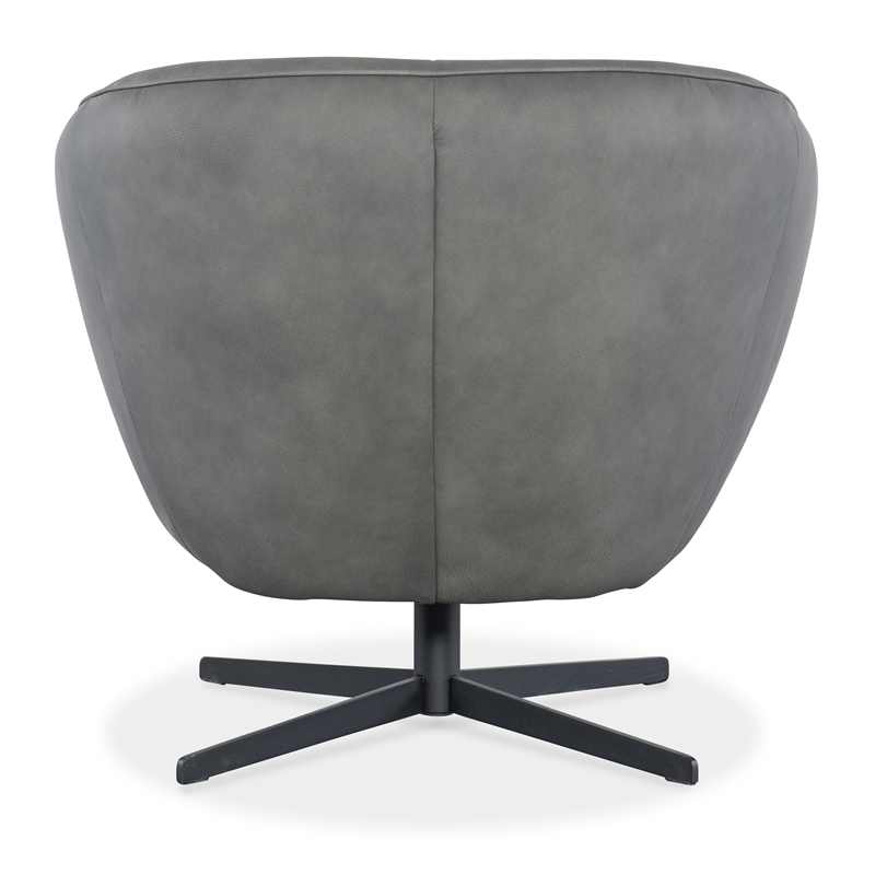 Hooker Furniture Mina Contemporary Leather Swivel Chair in Gray