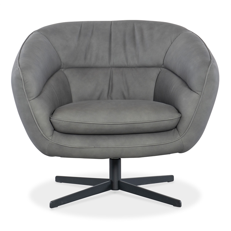 Hooker Furniture Mina Contemporary Leather Swivel Chair in Gray