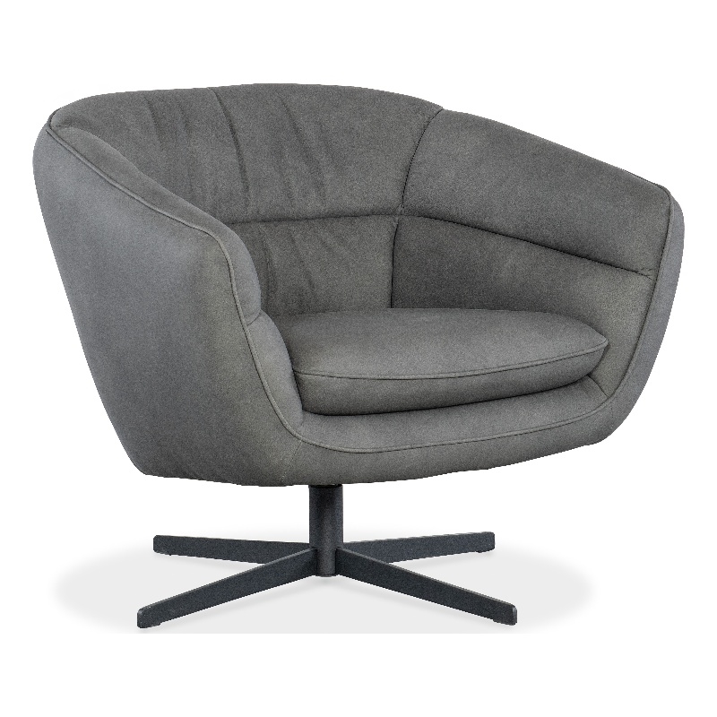Hooker Furniture Mina Contemporary Leather Swivel Chair in Gray
