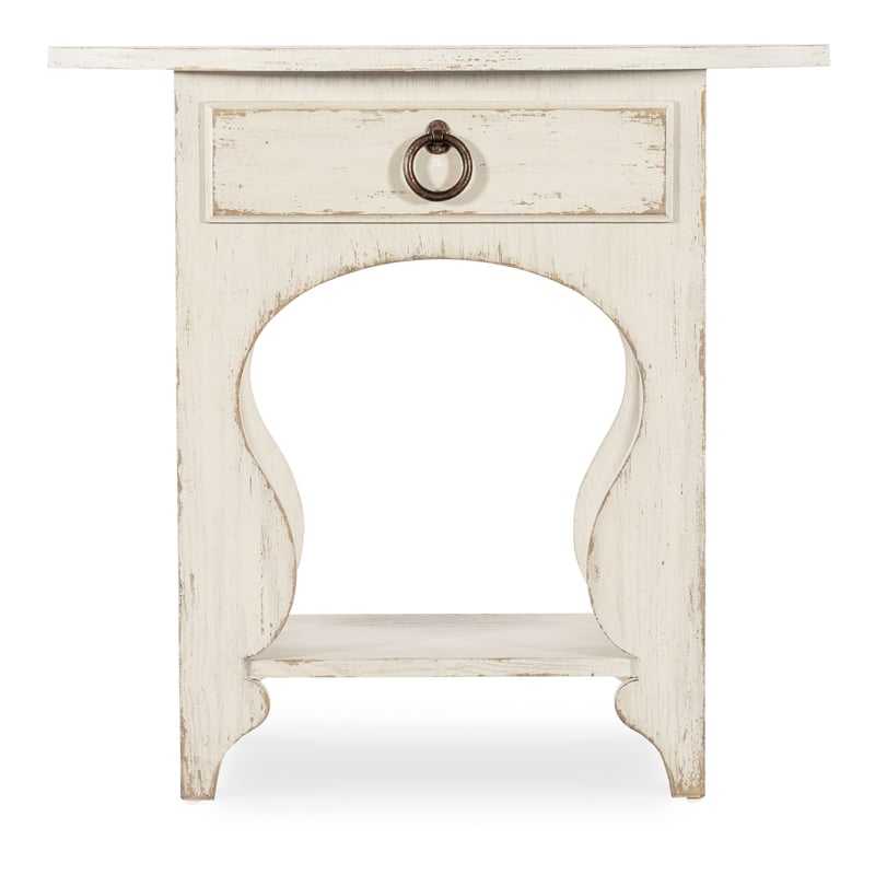 Americana One-Drawer Wood Oval Nightstand in White by Hooker Furniture