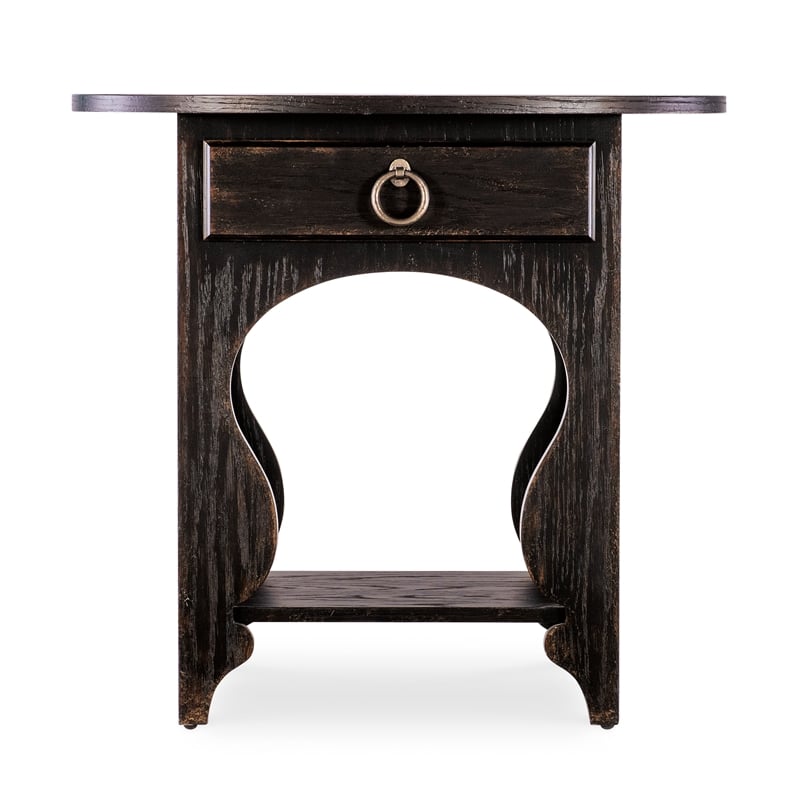 Americana One-Drawer Oval Wood Nightstand in Black by Hooker Furniture