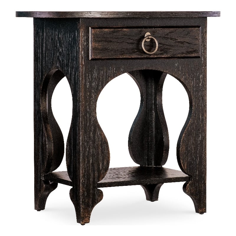 Americana One-Drawer Oval Wood Nightstand in Black by Hooker Furniture