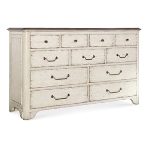 hooker furniture americana 11-drawers dresser in white distressed wood