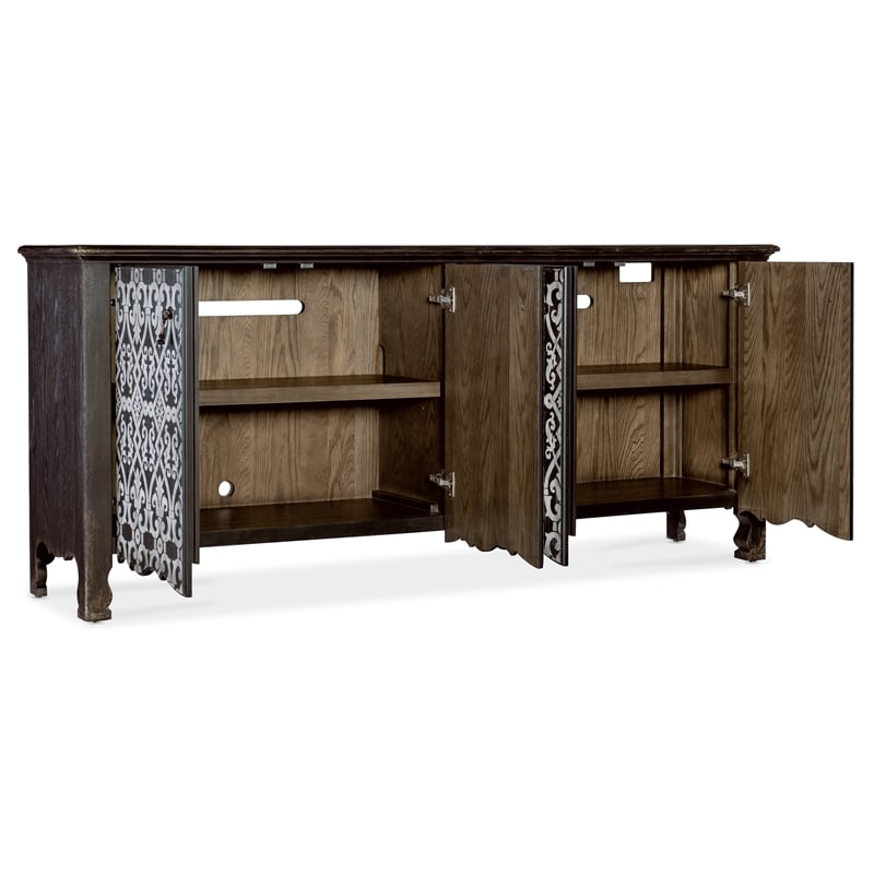 Americana Wood Entertainment Credenza in Black by Hooker Furniture