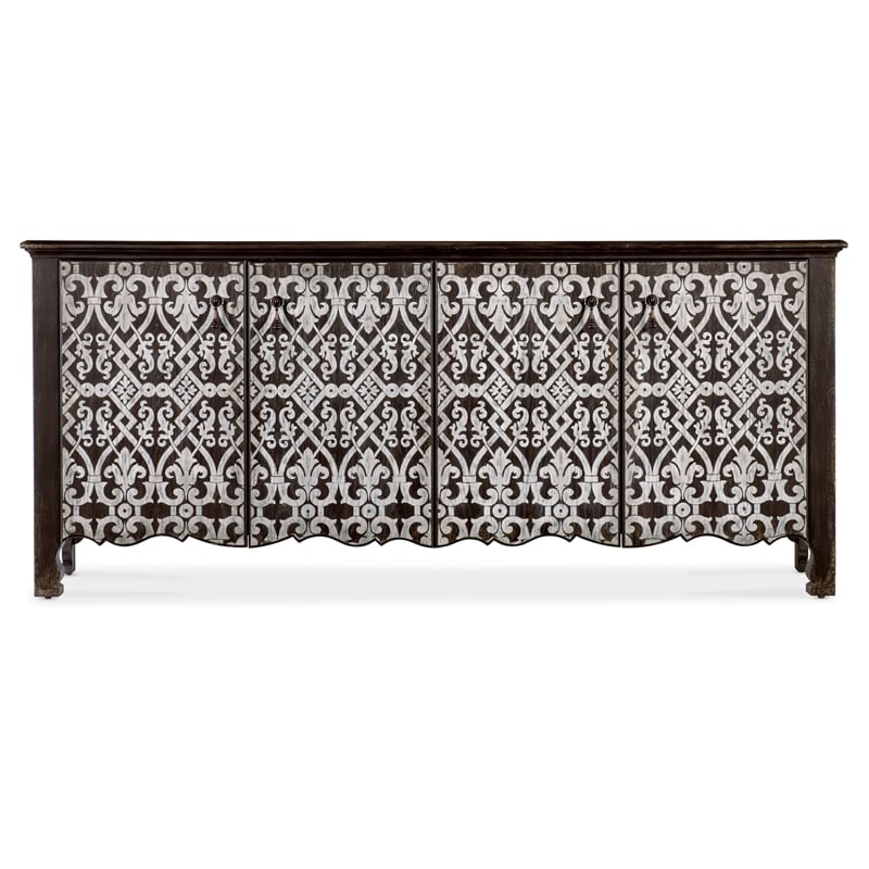 Americana Wood Entertainment Credenza in Black by Hooker Furniture