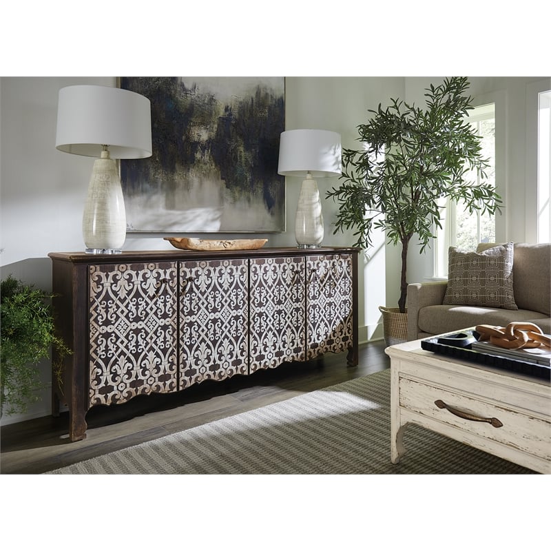 Americana Wood Entertainment Credenza in Black by Hooker Furniture