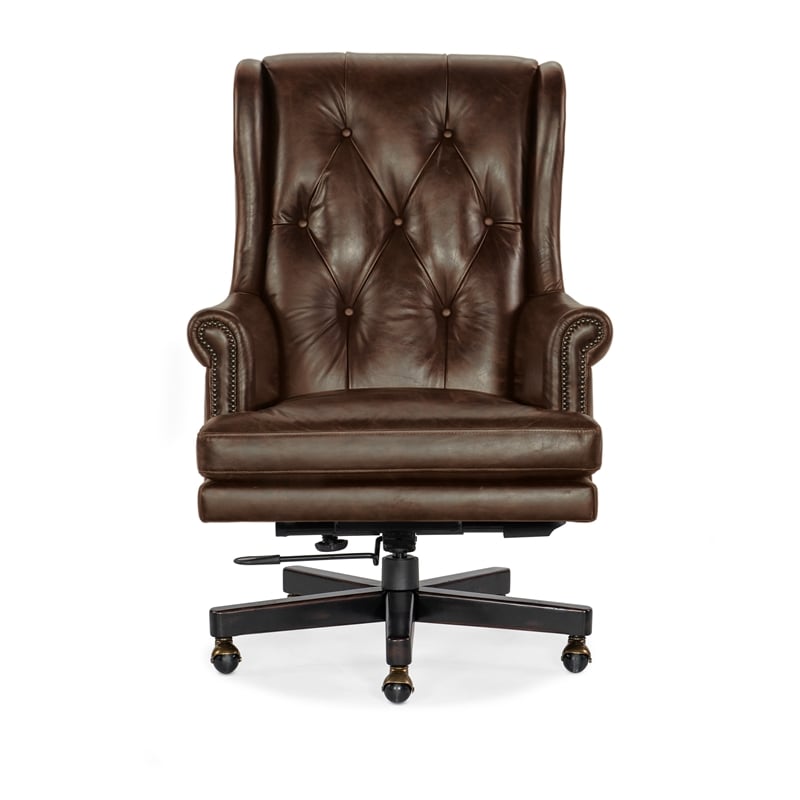 Charleston Executive Leather Swivel Tilt Chair in Brown by Hooker Furniture