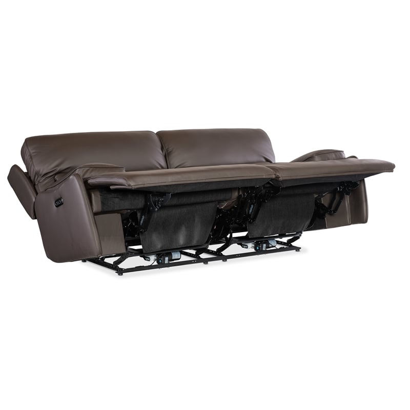 Kramer Zero Gravity Leather Power Sofa in Brown by Hooker Furniture