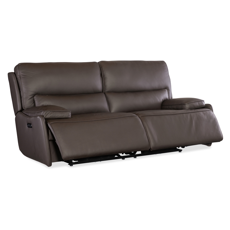 Kramer Zero Gravity Leather Power Sofa in Brown by Hooker Furniture