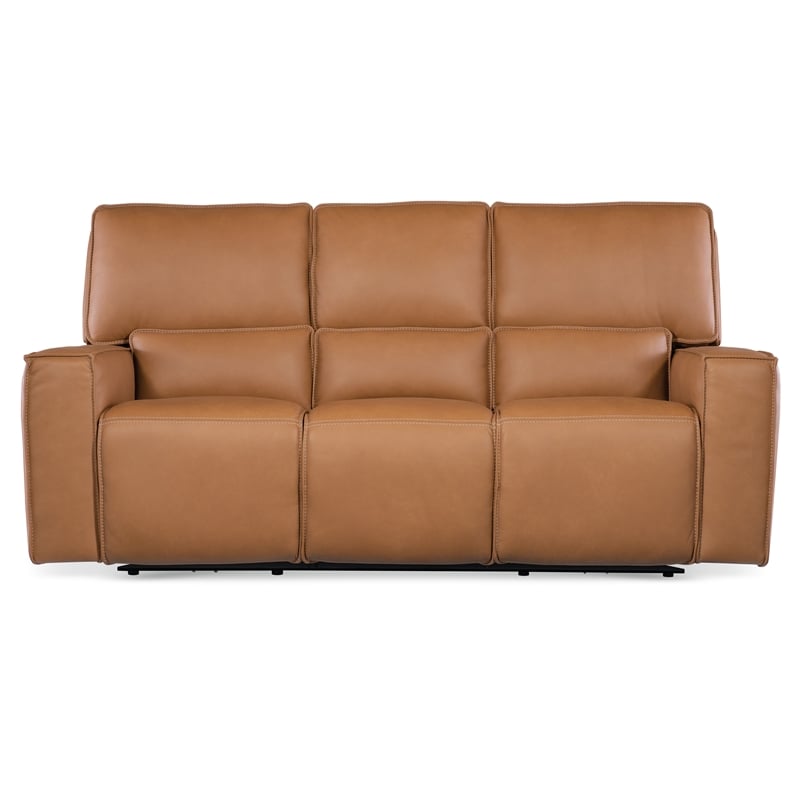 Miles Zero Gravity Leather Power Sofa in Brown by Hooker Furniture