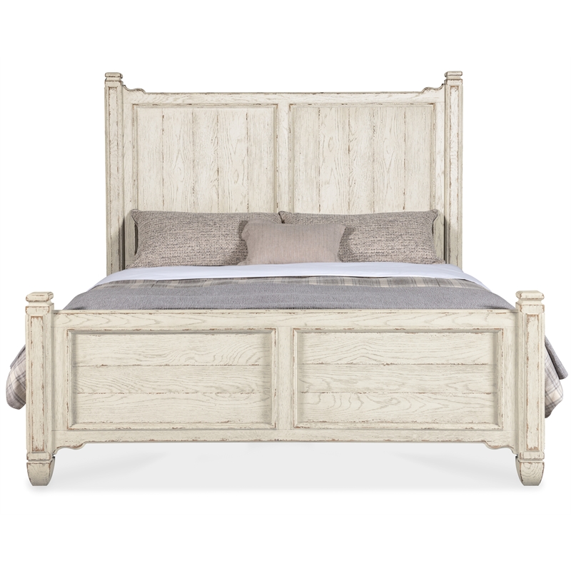 Hooker Furniture Americana Wood King Panel Bed in White