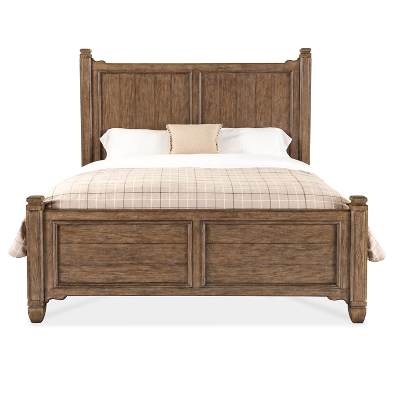 Hooker Furniture Americana Wood King Panel Bed in Brown