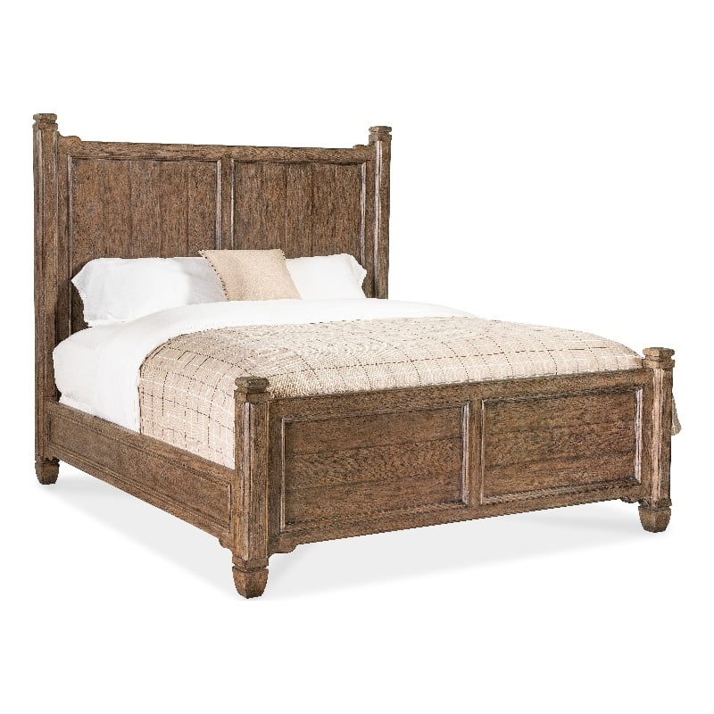 Hooker Furniture Americana Wood King Panel Bed in Brown