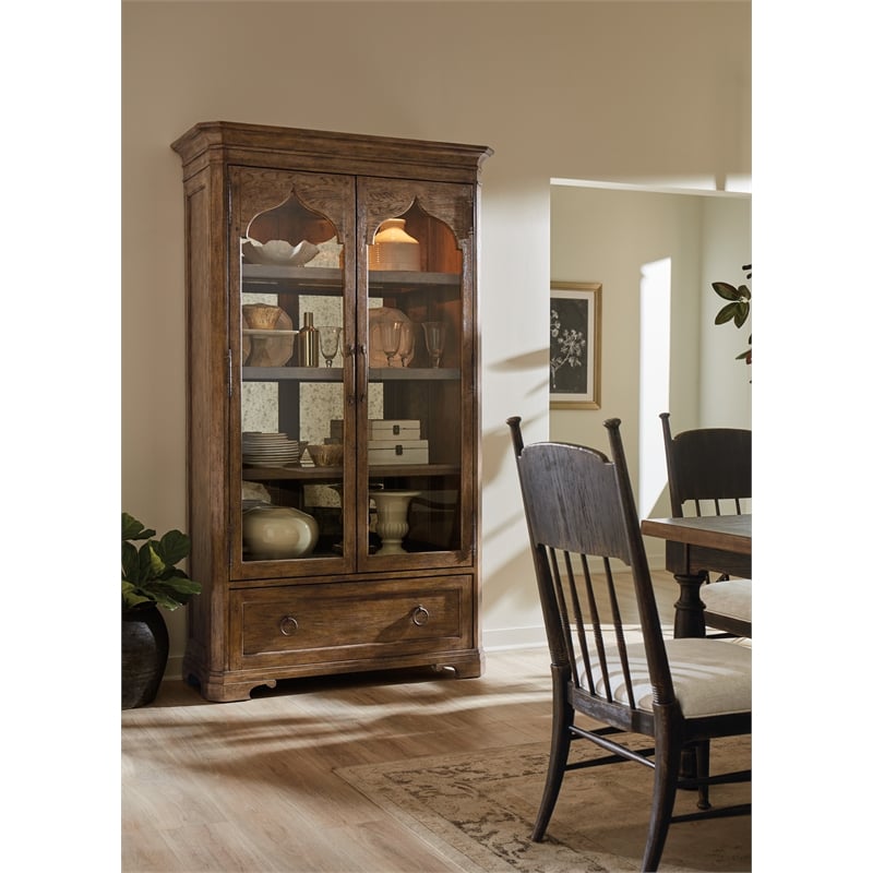 Hooker Furniture  Americana Wood Display Cabinet in Brown