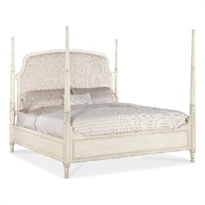 Hooker Furniture Americana Cal King Fabric Upholstered Poster Bed in Beige