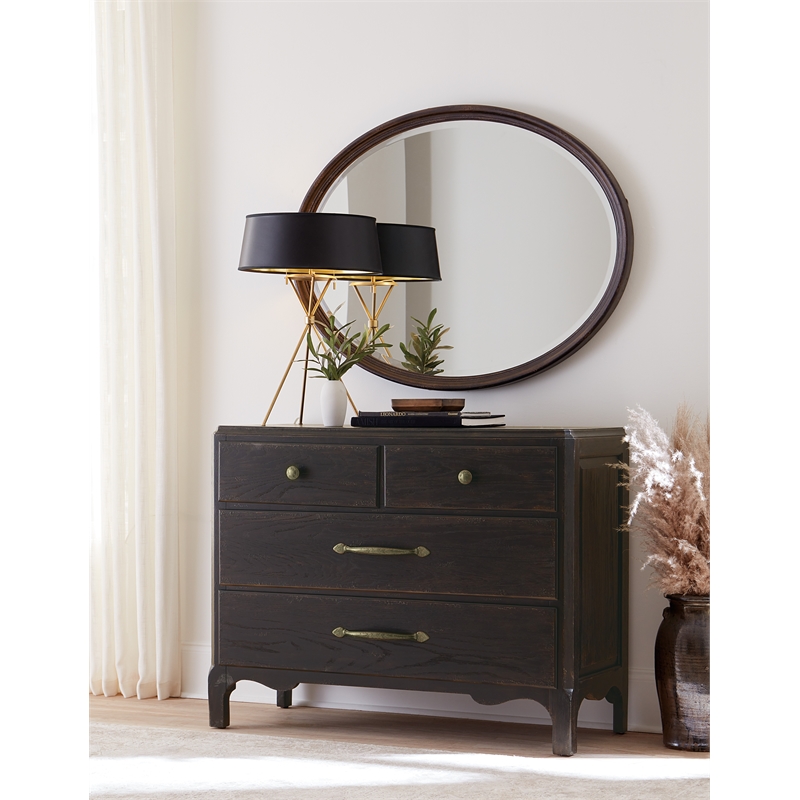 Americana Oval Wood Framed Mirror in Black by Hooker Furniture