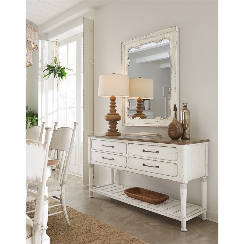 Americana Wood Framed Landscape Mirror in White Finish by Hooker Furniture