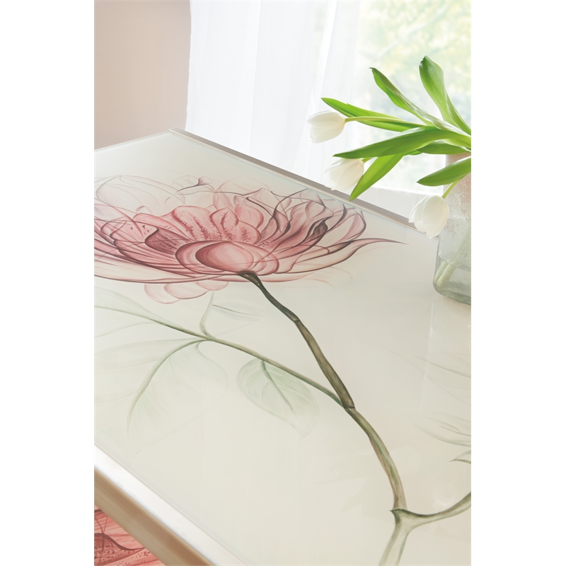 Hooker Furniture Blossoming Hope Glass Top Cocktail Table in Gold