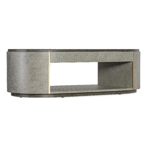 Melange Dylian Leather Wrapped Coffee Table in Gray by Hooker Furniture