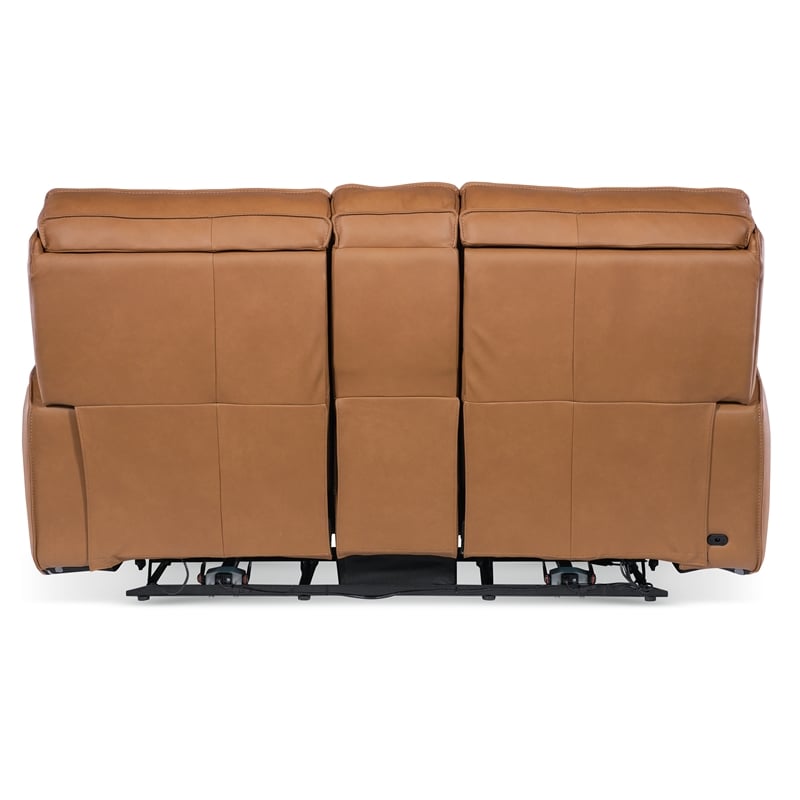 Miles Zero Gravity Leather Power Console Loveseat in Brown by Hooker Furniture