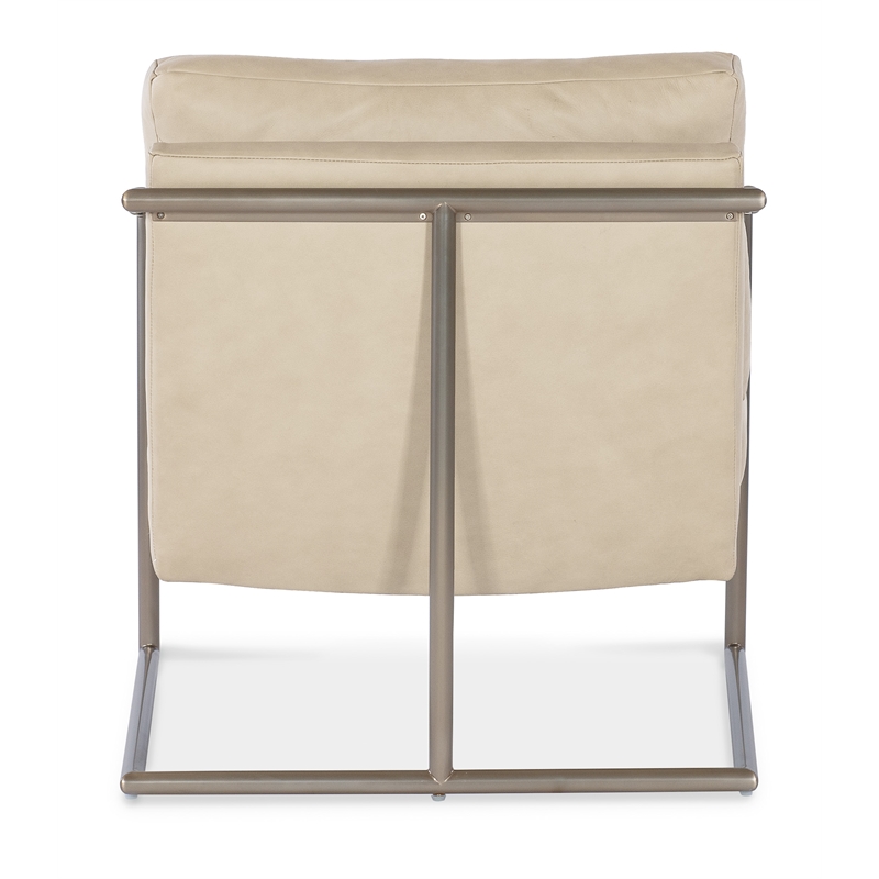 Moody Beige Leather Metal Chair with Silver Frame by Hooker Furniture