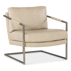 Moody Beige Leather Metal Chair with Silver Frame by Hooker Furniture