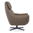 Hughes Brown Leather Swivel Chair with Black Base by Hooker Furniture