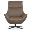 Hughes Brown Leather Swivel Chair with Black Base by Hooker Furniture